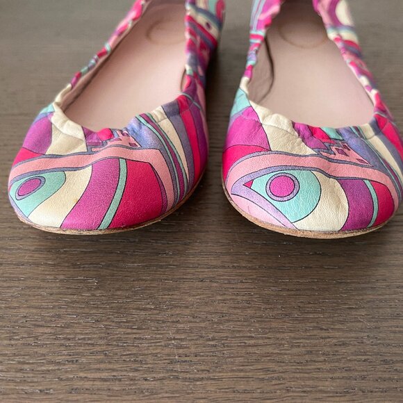 Rare Emilio Pucci Multi-Color All Leather Flats Size EU 37/ US 7 - Picture 7 of 8